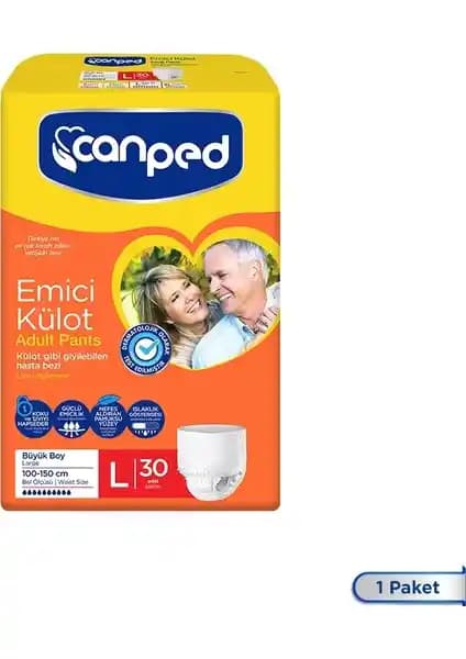 Canped Emici Külot Large 30'lu Paket Yüksek Emicilik ve Konfor Sağlayan Hasta Bezi
