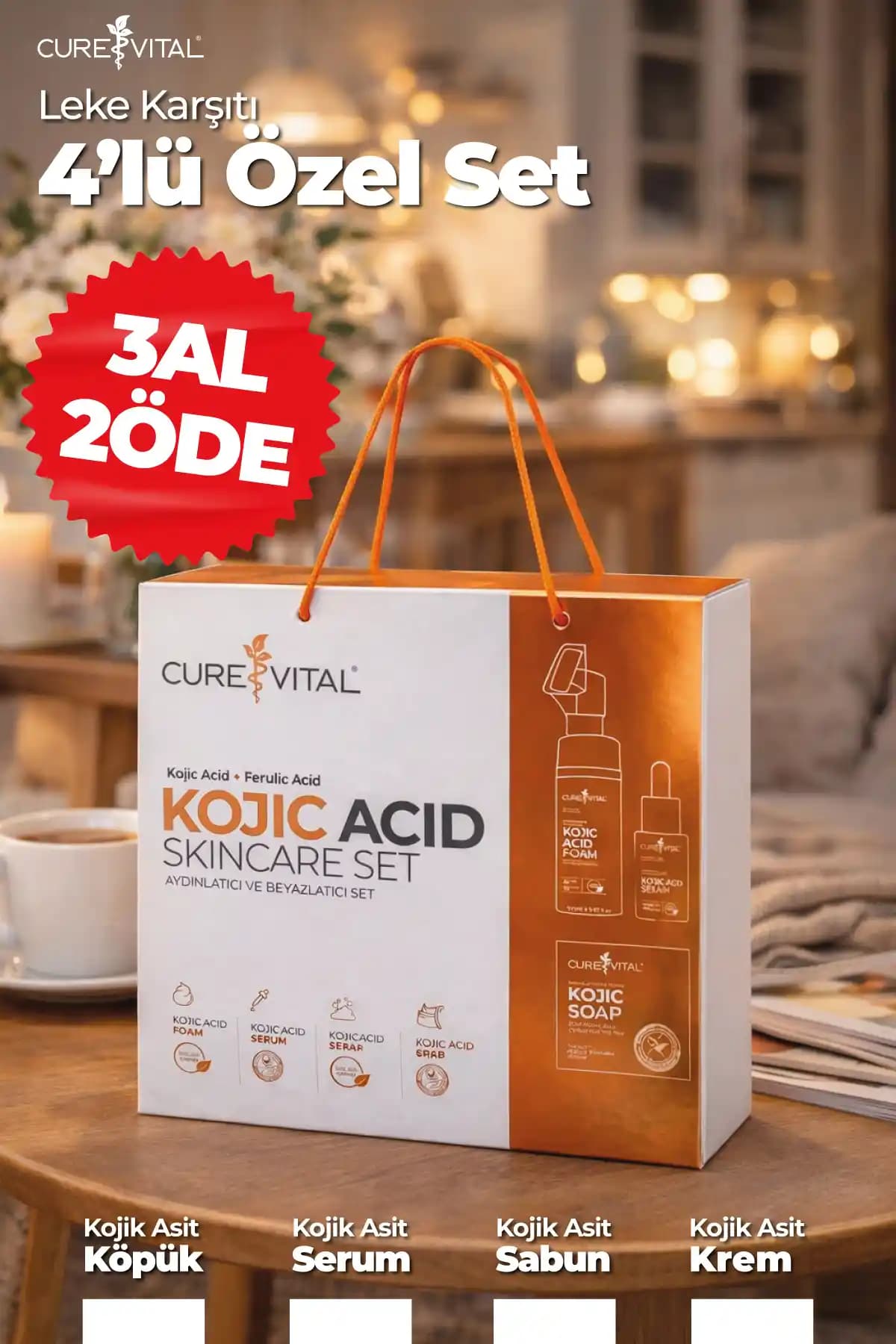 CureVital Kojik Asit ve Zerdeçal Özü Seti ile Cilt Aydınlatma ve Leke Karşıtı Çözüm