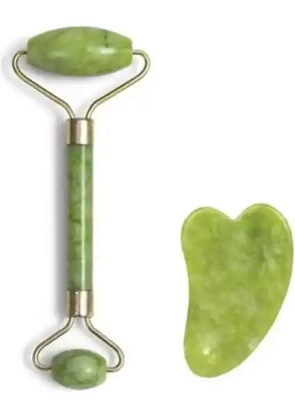 Dvl 2'li Yeşim Taşlı Cilt Bakım Seti Yüz Masajı ve Gua Sha Taşı ile Doğal Güzellik