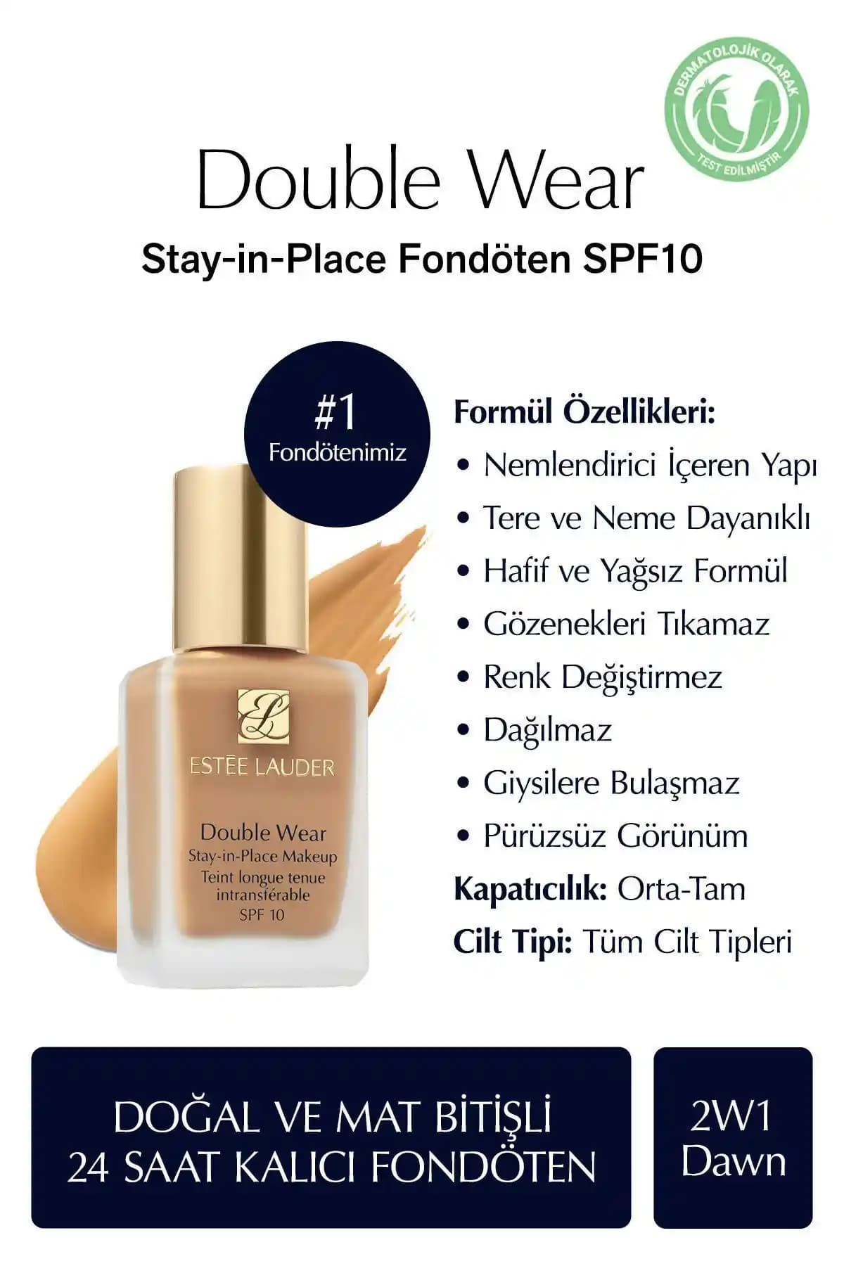 Estée Lauder Double Wear Stay-in-Place Fondöten SPF 10: Uzun Süre Kalıcı ve Doğal Görünüm Sağlayan Makyaj Ürünü
