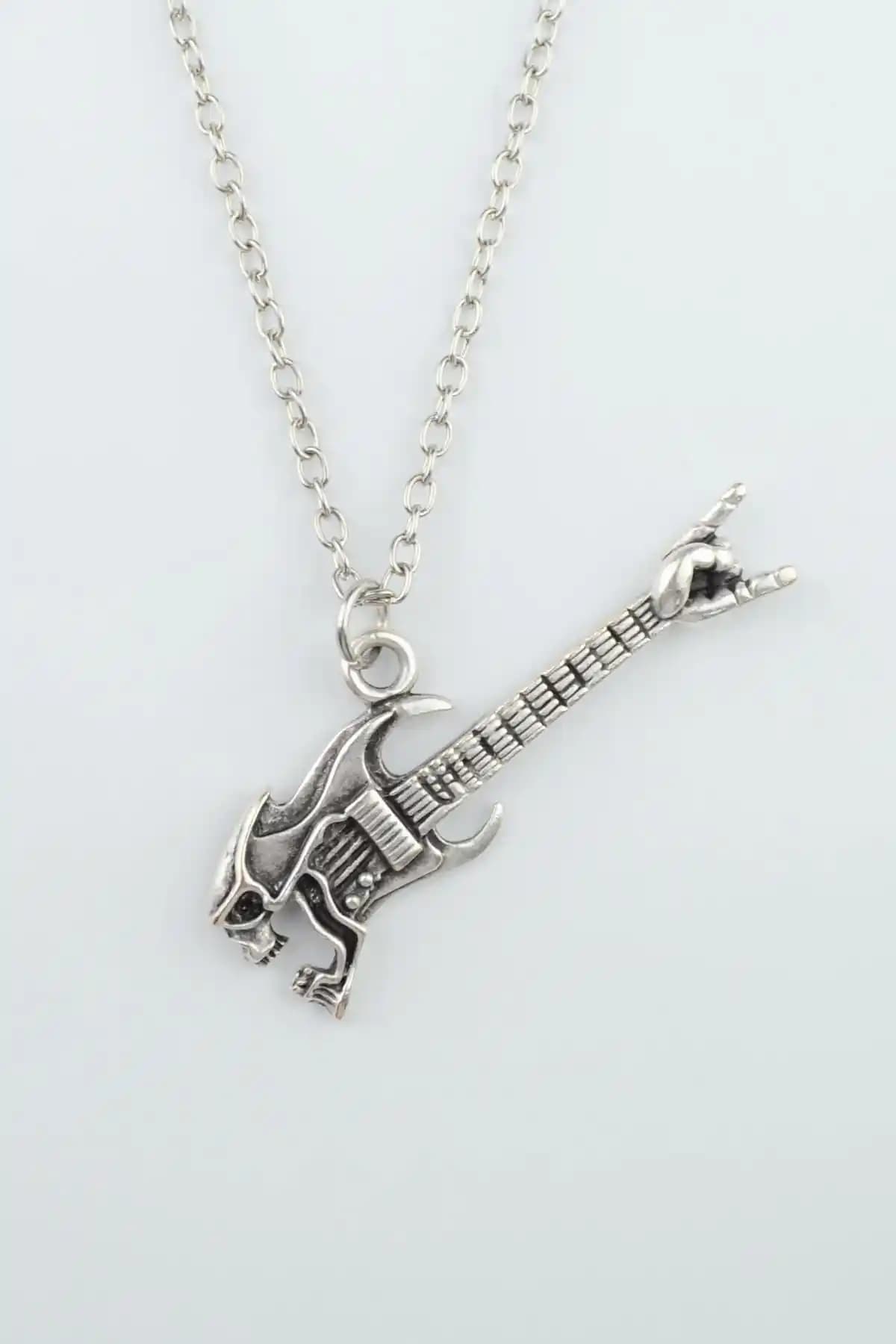 Farklı Kuru Kafa Elektro Gitar Kaplama Düz Zincir Kolye - Dayanıklı ve Şık Tasarım