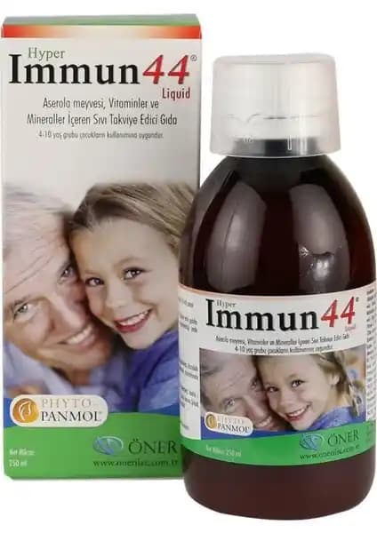 Hyper Immun 44 Aserola Meyveli Sıvı Multivitamin ve Mineral Takviyesi Güçlü Bağışıklık Destekleri