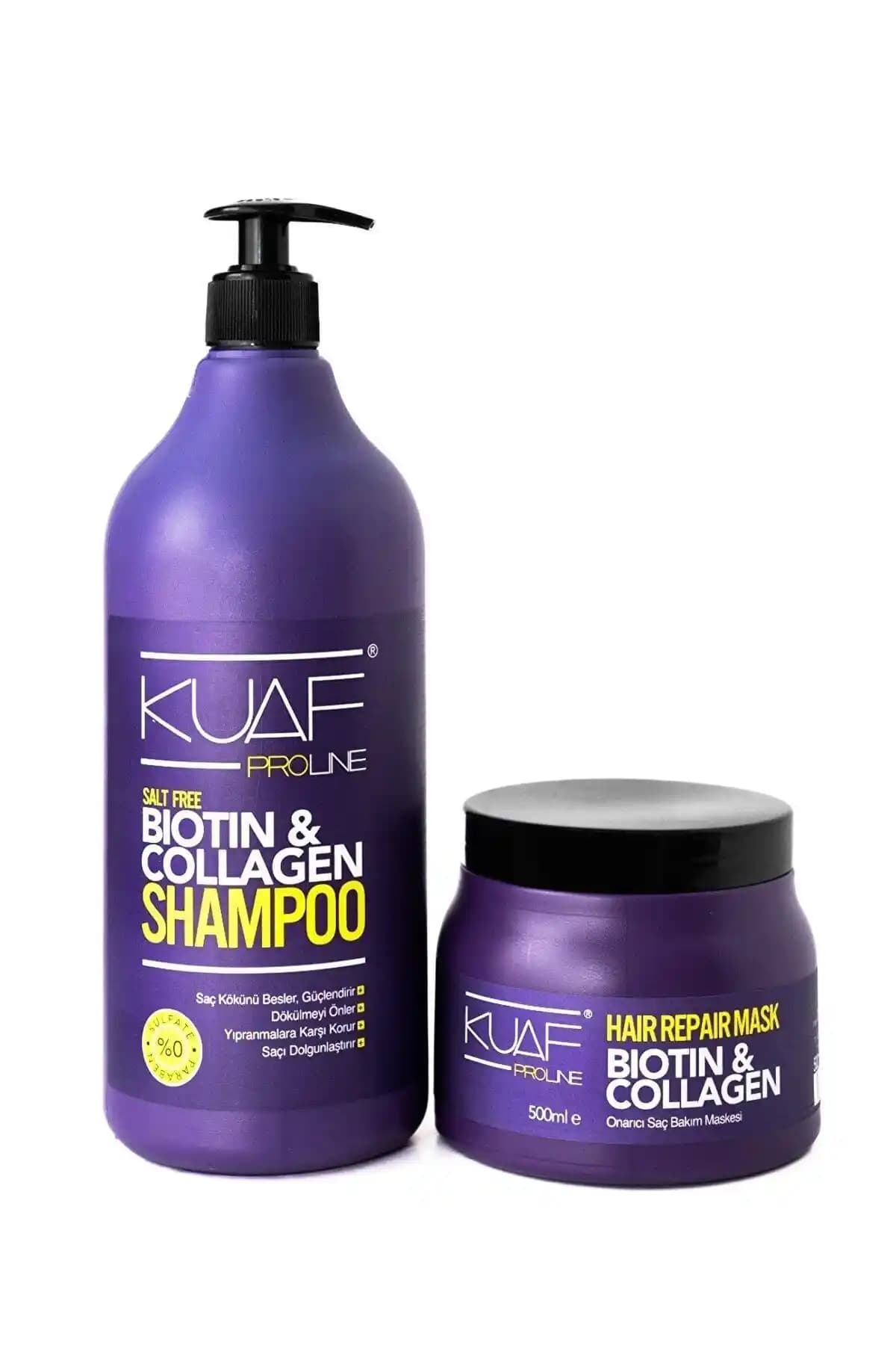 Kuaf Sülfatsız Biotin ve Kolajen İçeren Dolgunlaştırıcı Saç Bakım Seti
