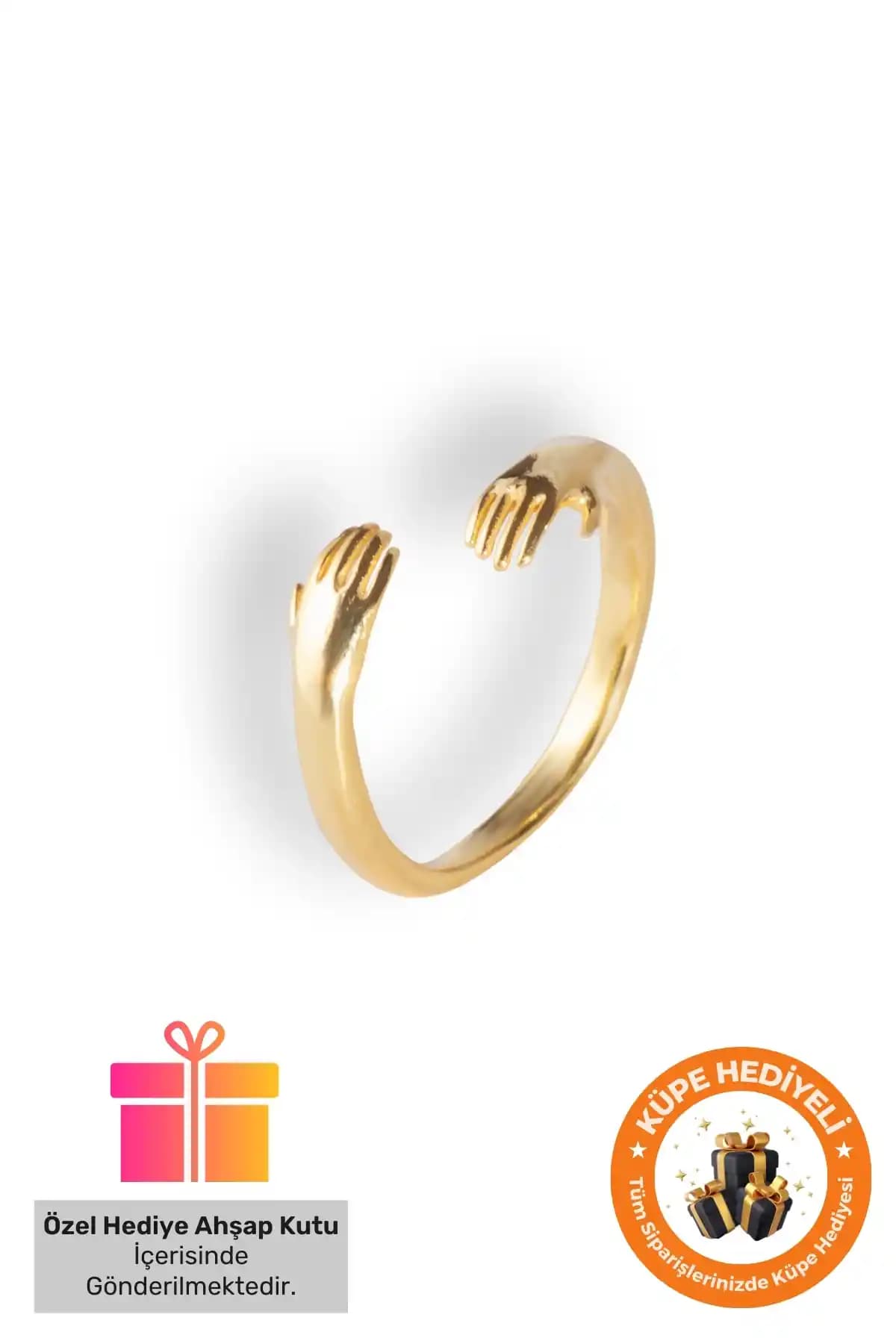 Lucente Jewellery Özel Hediye Kutulu 925 Ayar Altın Kaplama Parlak Yüzük