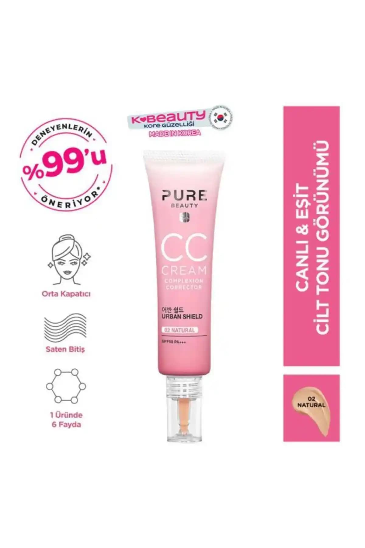 Pure Beauty CC Krem SPF50 PA+ Natural ile doğal ve koruyucu cilt bakımı çözümü