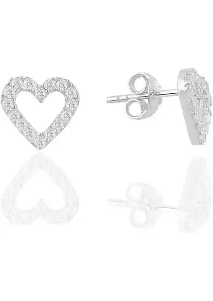 Söğütlü Silver Kalp Motifli Gümüş Rodyumlu Küpe - Şıklık ve Rahatlık Sunan Takı