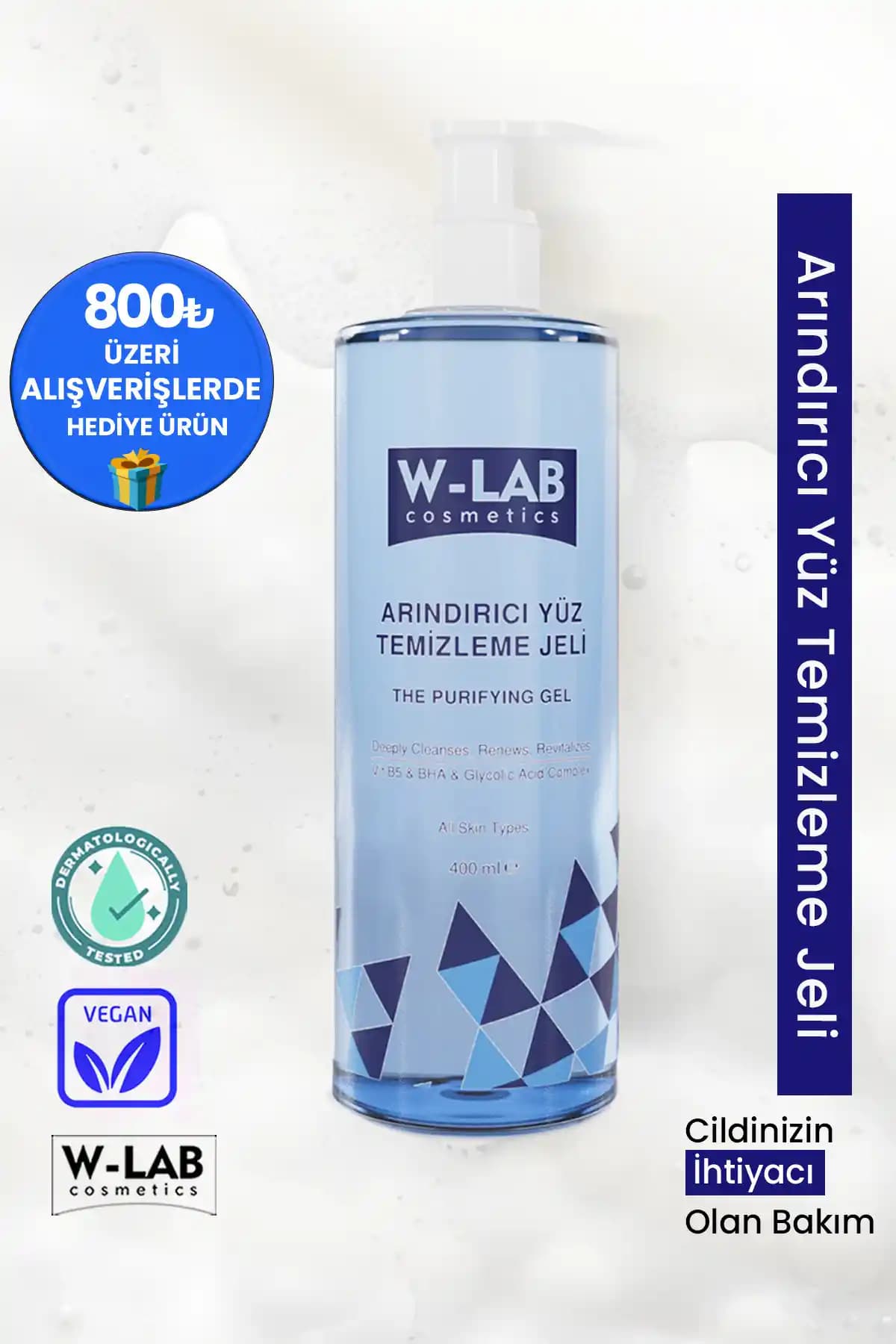 W-Lab Kozmetik Arındırıcı Yüz Temizleme Jeli ile Derinlemesine Temizlik ve Canlanma Sağlayın