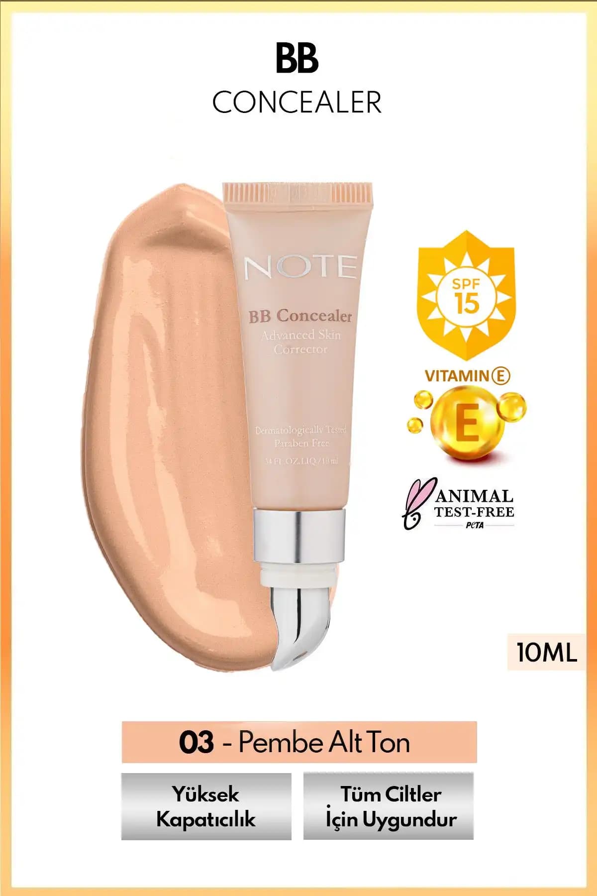 Note Cosmetics BB Concealer SPF 15 Yüksek Kapatıcılık ve Doğal Görünüm Sağlayan Ürün