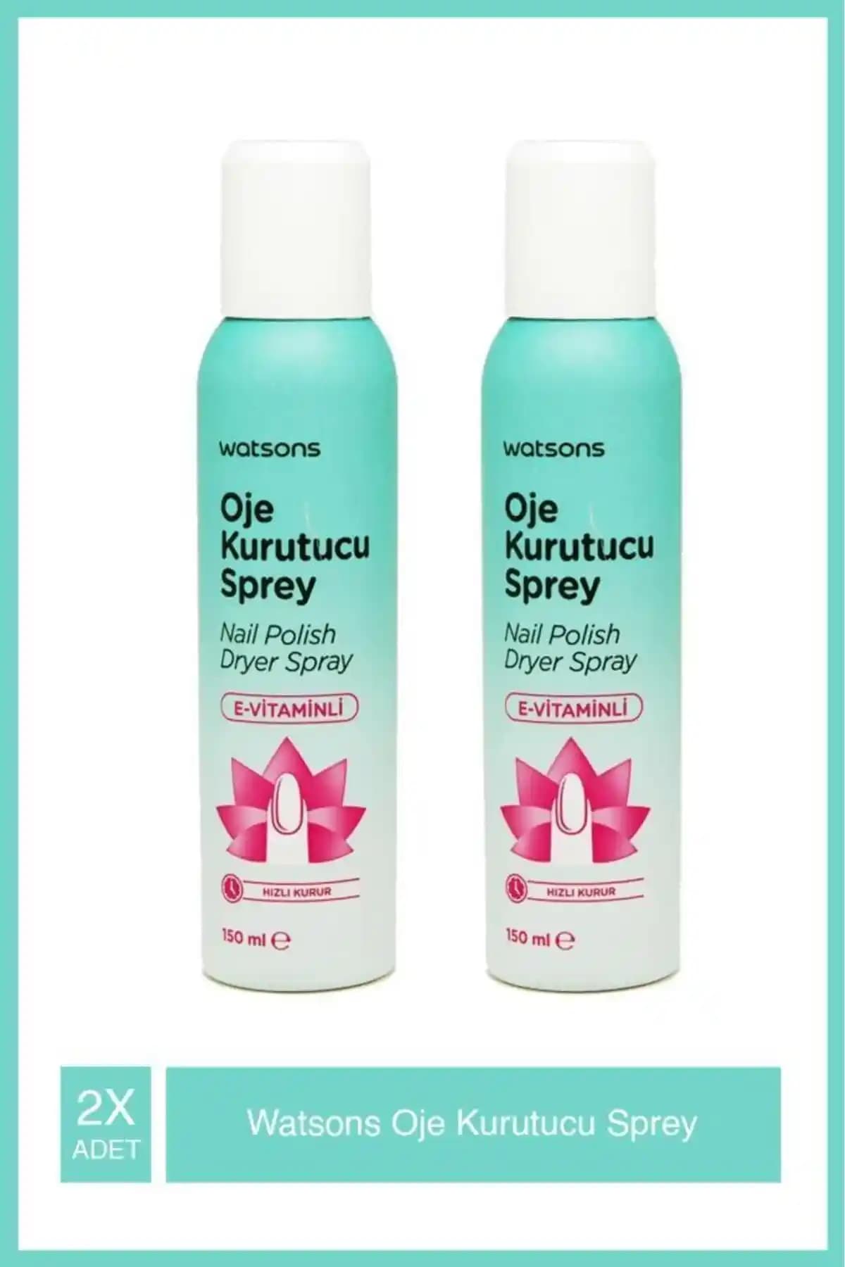Watsons Oje Kurutucu Sprey 150 ml Çift Paket Hızlı Kuruma ve Parlaklık Sağlar