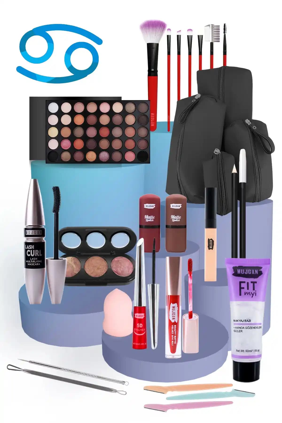 Yengeç Burcu İçin MUJGAN Makyaj Seti: Geniş İçerikli ve Uygun Fiyatlı Kozmetik Koleksiyonu