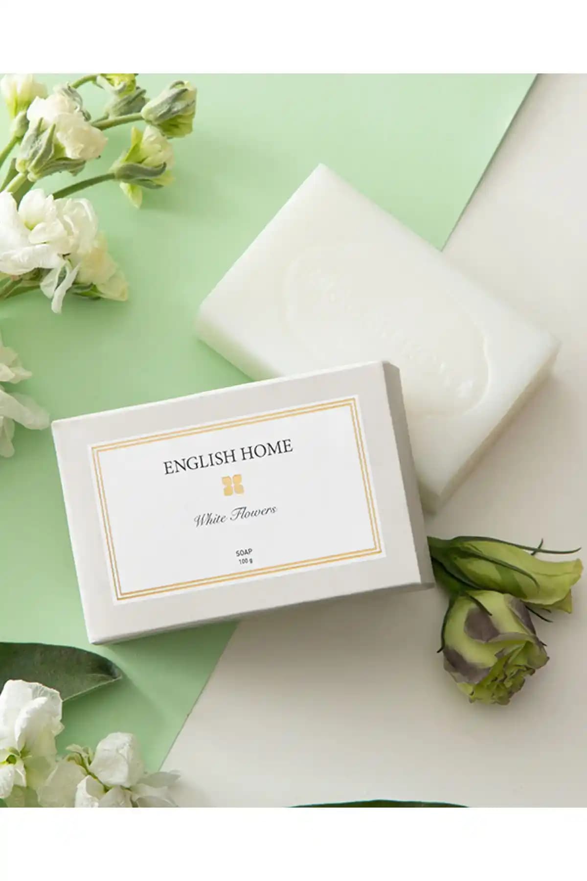 English Home Beyaz Çiçekler Katı Sabun 100 Gr Doğal ve Hoş Kokusu ile Günlük Kullanım İçin