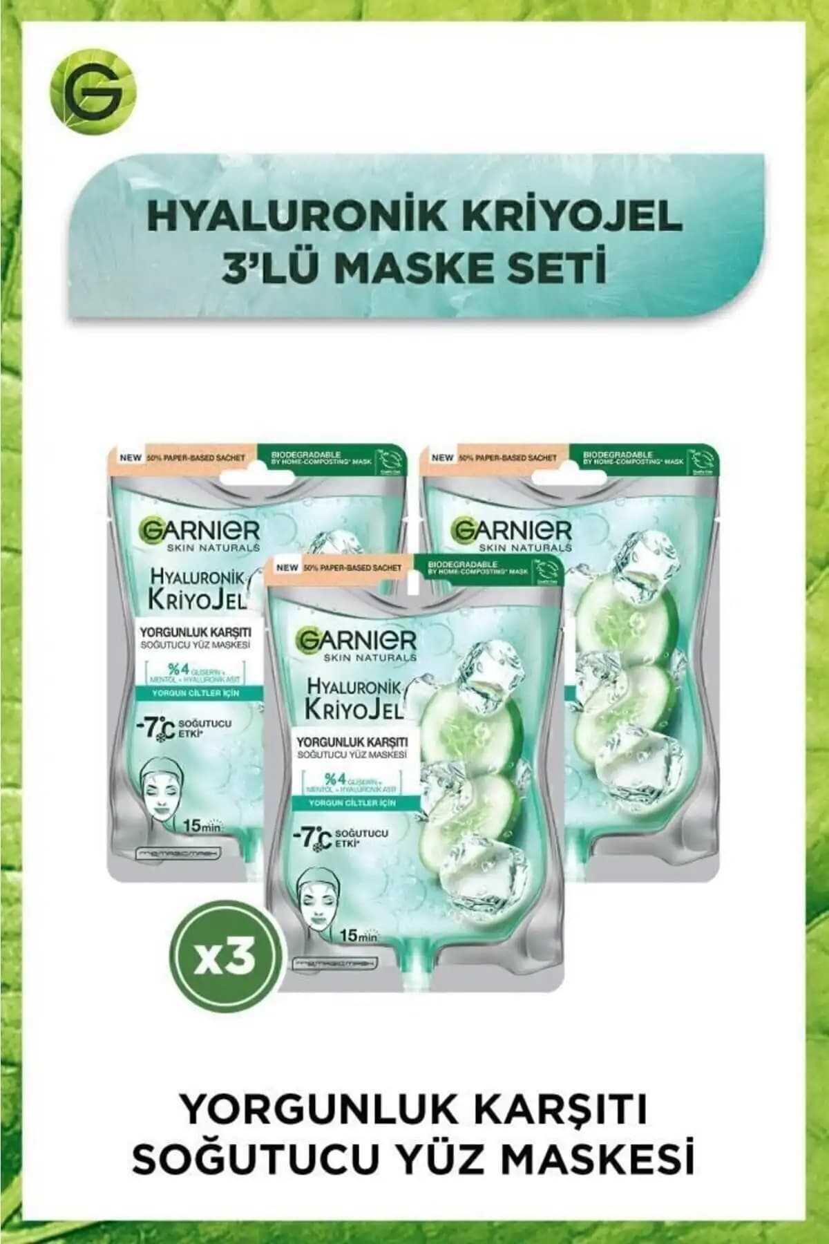 Garnier Hyaluronik Kriyojel Yorgunluk Karşıtı Yüz Maskesi: Ferahlatıcı ve Yoğun Nem Sağlayan Cilt Bakımı