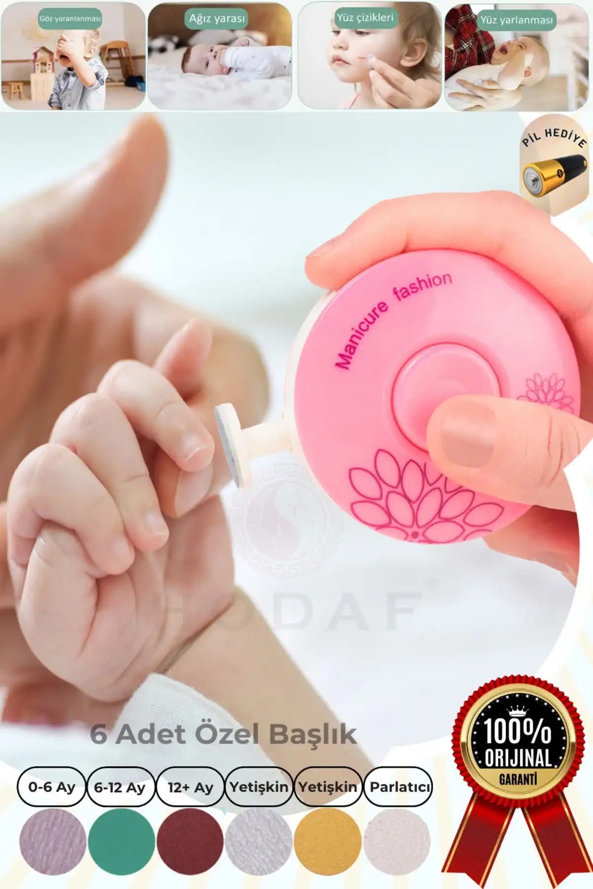 HODAF Çok Fonksiyonlu Pilli Tırnak Makası Bebek ve Yetişkinler İçin Güvenli Bakım Aracı