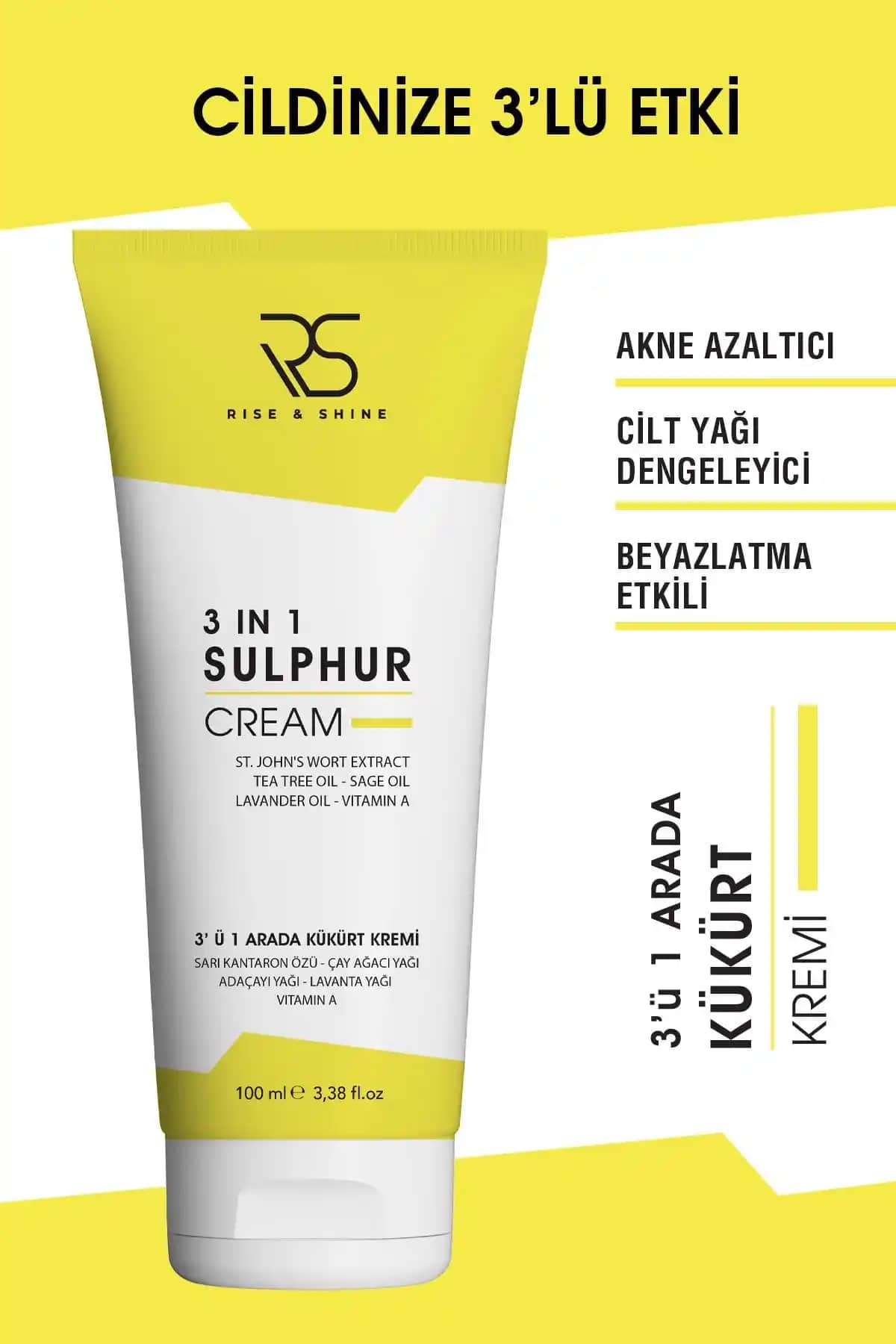 Rise and Shine 3'ü Bir Arada Kükürt Kremi: Sivilce ve Yaşlanma Karşıtı Çok Amaçlı Bakım Ürünü