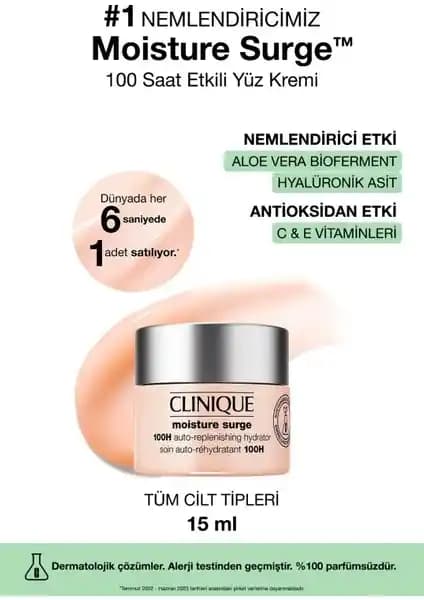 Clinique Moisture Surge 100 Saat Nemlendirici Yüz Kremi: Aloe BioFerment ve Hyaluronik Asitli Formül