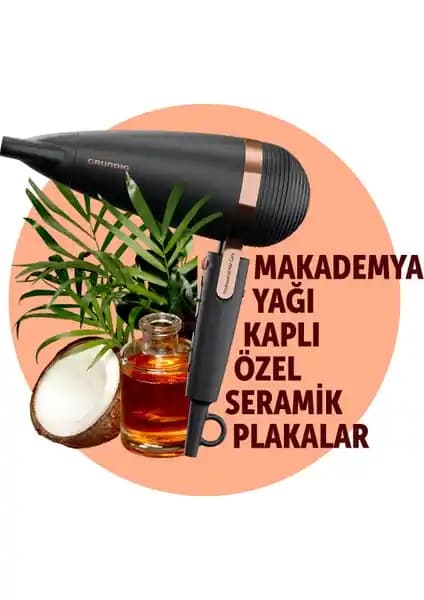Grundig HD 8080 Saç Kurutma Makinesi: 2300 W AC Motor, Difüzör ve Dar Başlık Dahili