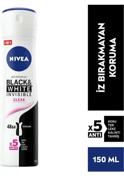 Nivea Kadın Black&White Invisible Clear Deodorant: Koyu Giysilerde İz Bırakmaz, Açık Renk Lekelerini Azaltır