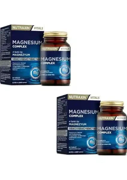 Nutraxin Magnesium Complex Vitamin B6 ile Kas ve Sinir Sistemi Desteği – 2 Adet, 60 Tablet