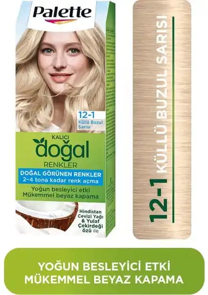 Palette 12-1 Küllü Buzul Sarısı: Doğal Vegan Saç Boyası ile Beyaz Kapama ve Parlaklık