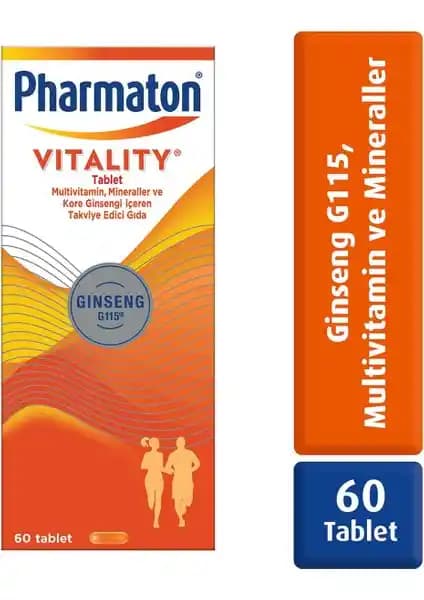 Pharmaton Vitality 60 Tablet: G115 Ginseng ile Desteklenen Multivitamin ve Mineral Takviye