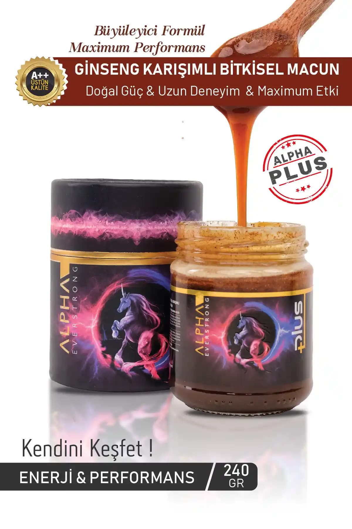 ALPHA EVERSTRONG Panax Ginseng Macun Plus Doğal Enerji ve Güç Artırıcı Takviye Ürünü
