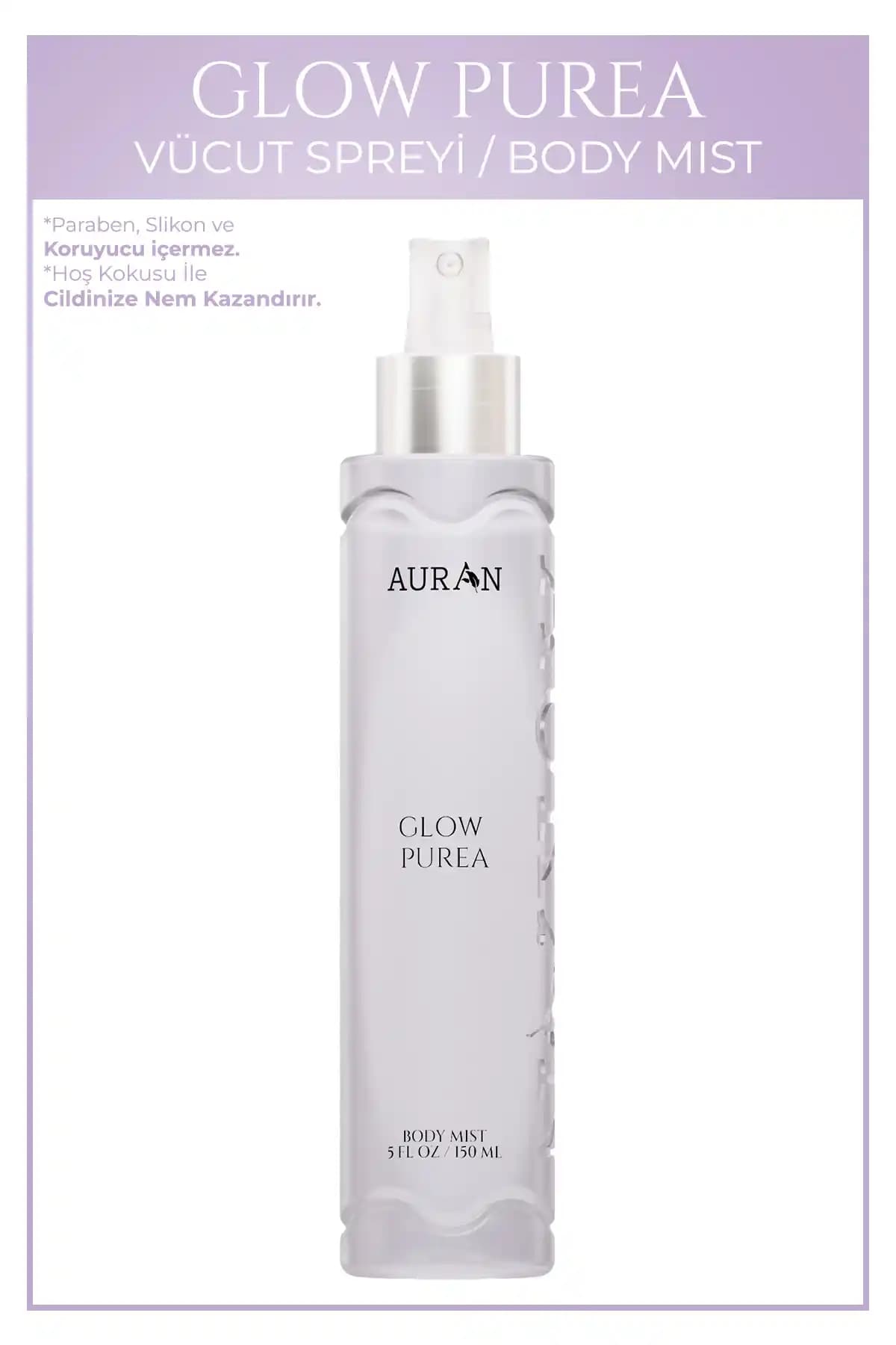 AURAN Glow Purea Parfümlü Kadın Vücut Spreyi Ferah ve Kalıcı Kokusu ile Günlük Kullanım İçin Uygun