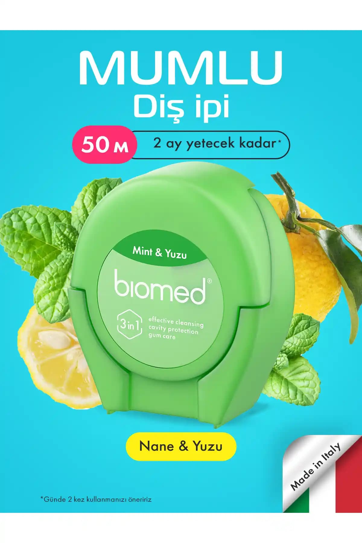 Biomed Bitkisel Mum Kaplı Lifli Vegan Diş İpi: Doğal ve Etkili Ağız Temizliği Çözümü