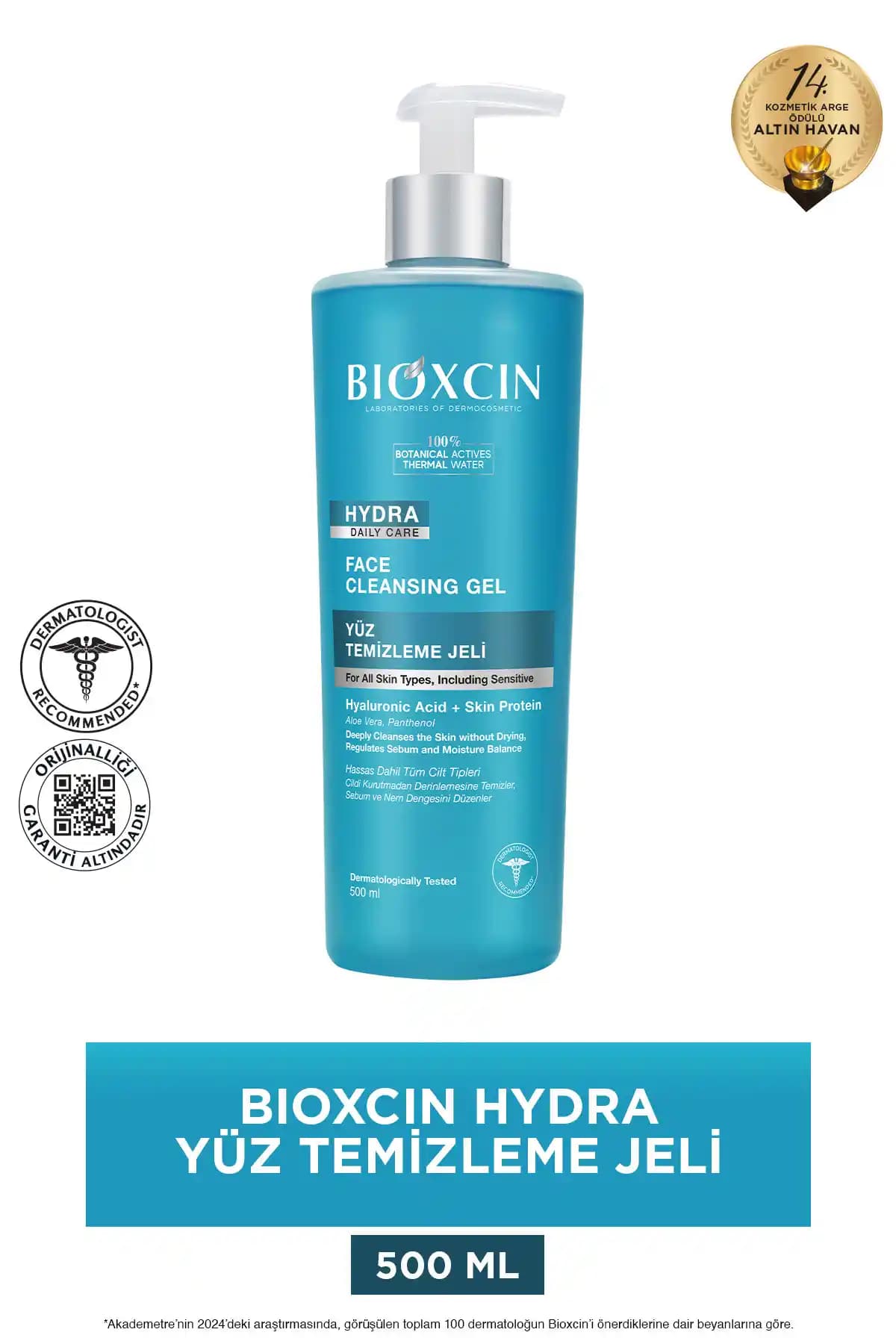 Bioxcin Hydra Kuru ve Hassas Ciltler İçin Yüz Temizleme Jeli 500 ml ile Derinlemesine Temizlik ve Nem