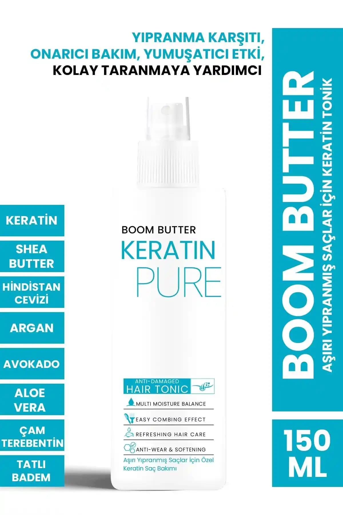 BOOM BUTTER Keratin Tonik Yıpranmış Saçlar İçin Güçlendirici ve Nemlendirici Formül