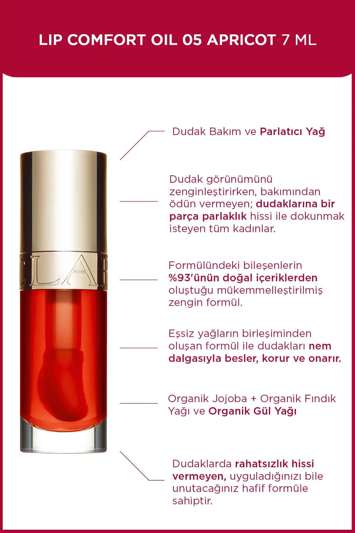 Clarins Lip Comfort Oil 05 Dudak Bakım Yağı ile Doğal Parlaklık ve Sağlıklı Dudaklar
