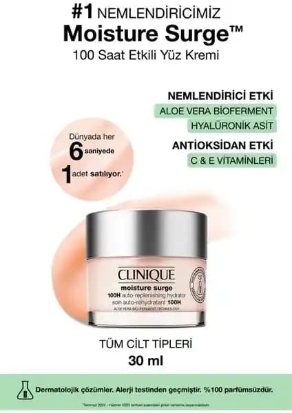 Clinique Moisture Surge 100 Saat Etkili Nemlendirici Yüz Kremi Cilt Nemini Uzun Süre Koruyan Hafif Jel Formülü