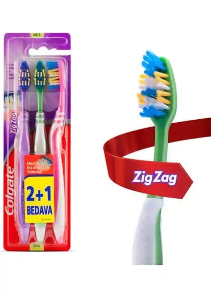 Colgate Zig Zag Orta Sertlik Diş Fırçası 2+1 Paket ile Günlük Ağız Bakımınızı Geliştirin