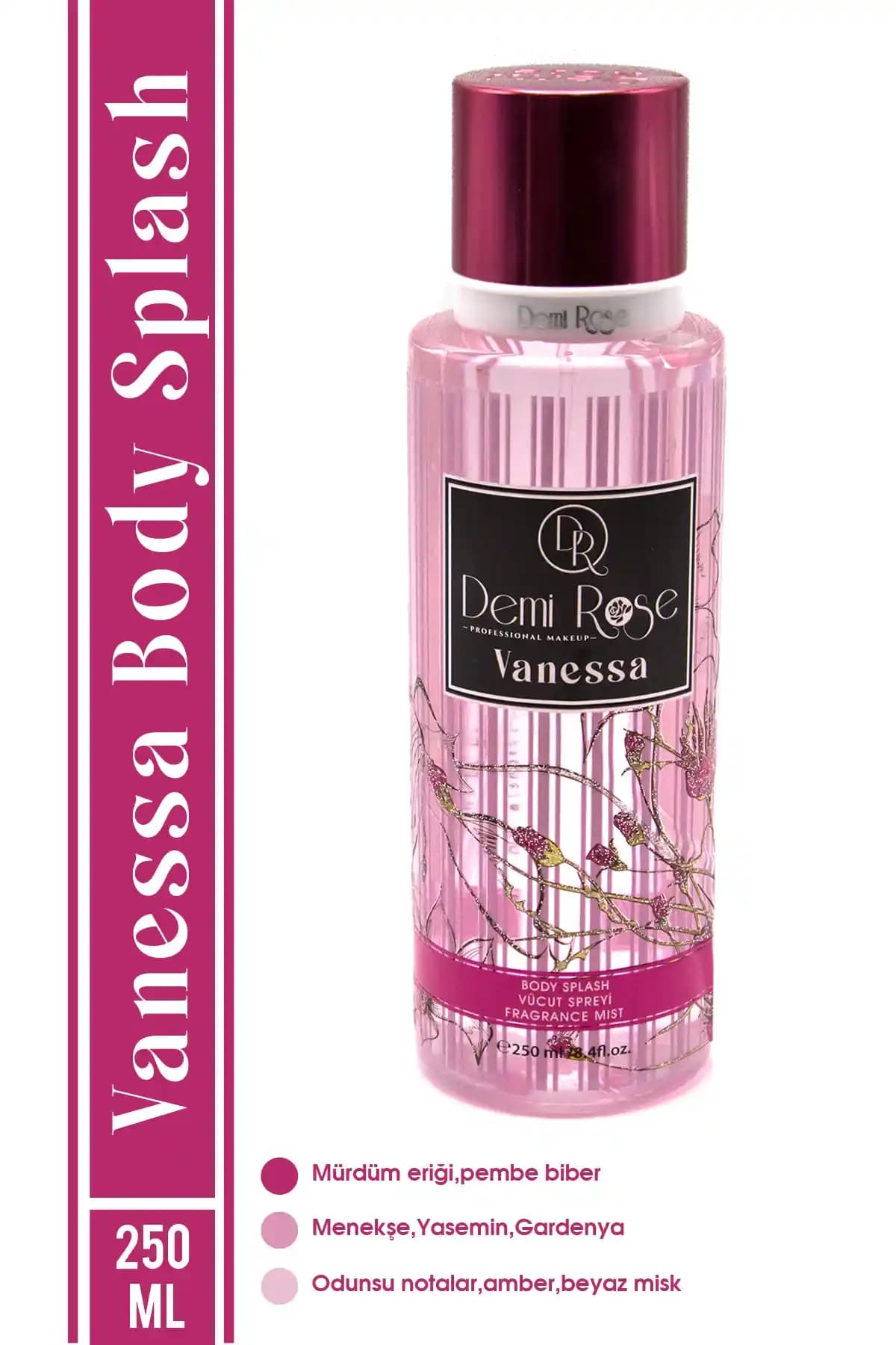DemiRose Vanessa Body Splash Çiçeksi ve Ferahlatıcı Koku Deneyimi 250 ml