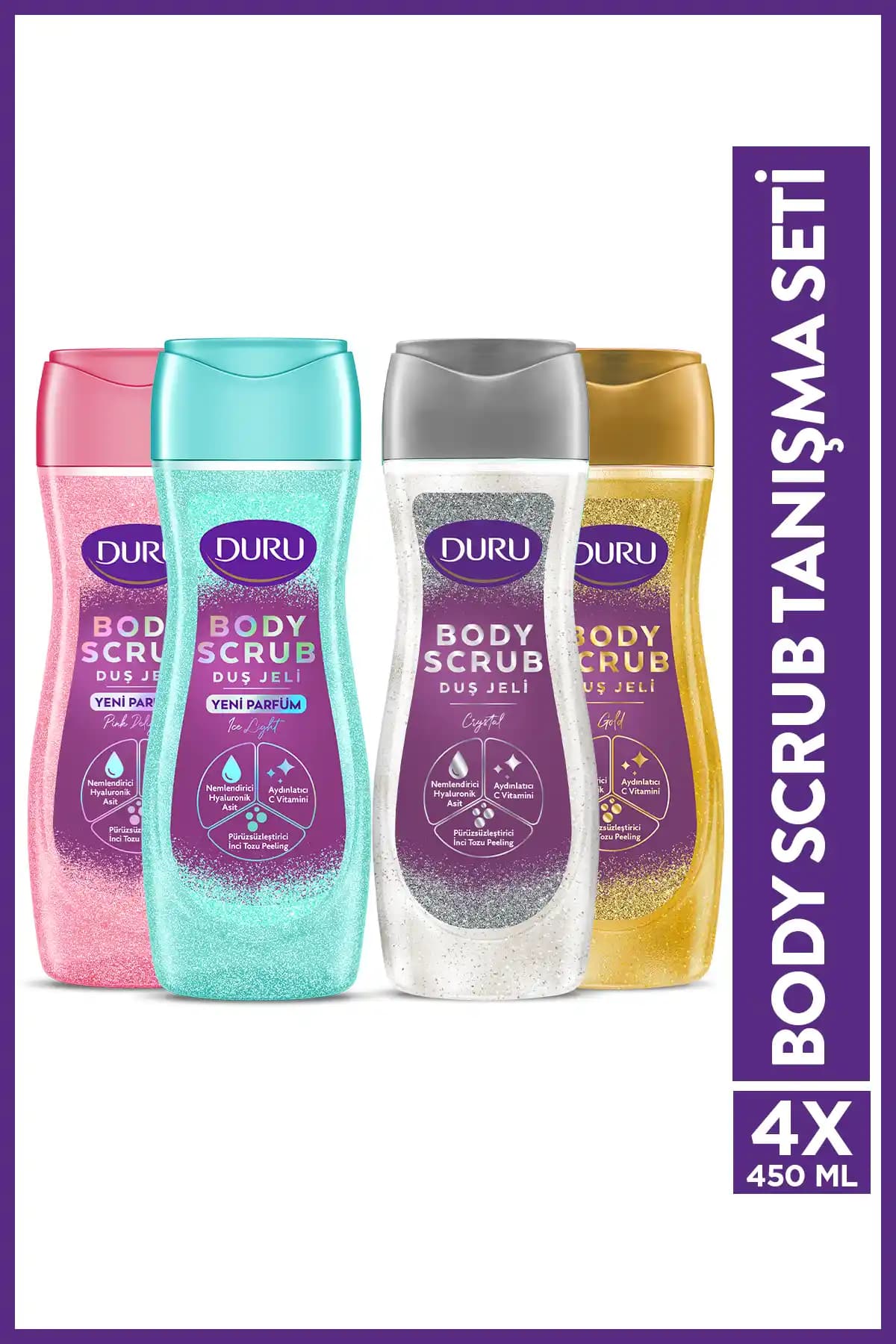 Duru Body Scrub Duş Jeli Tanışma Seti: Çeşitli Renk ve Koku Seçenekleriyle Cilt Bakımında Yeni Dönem