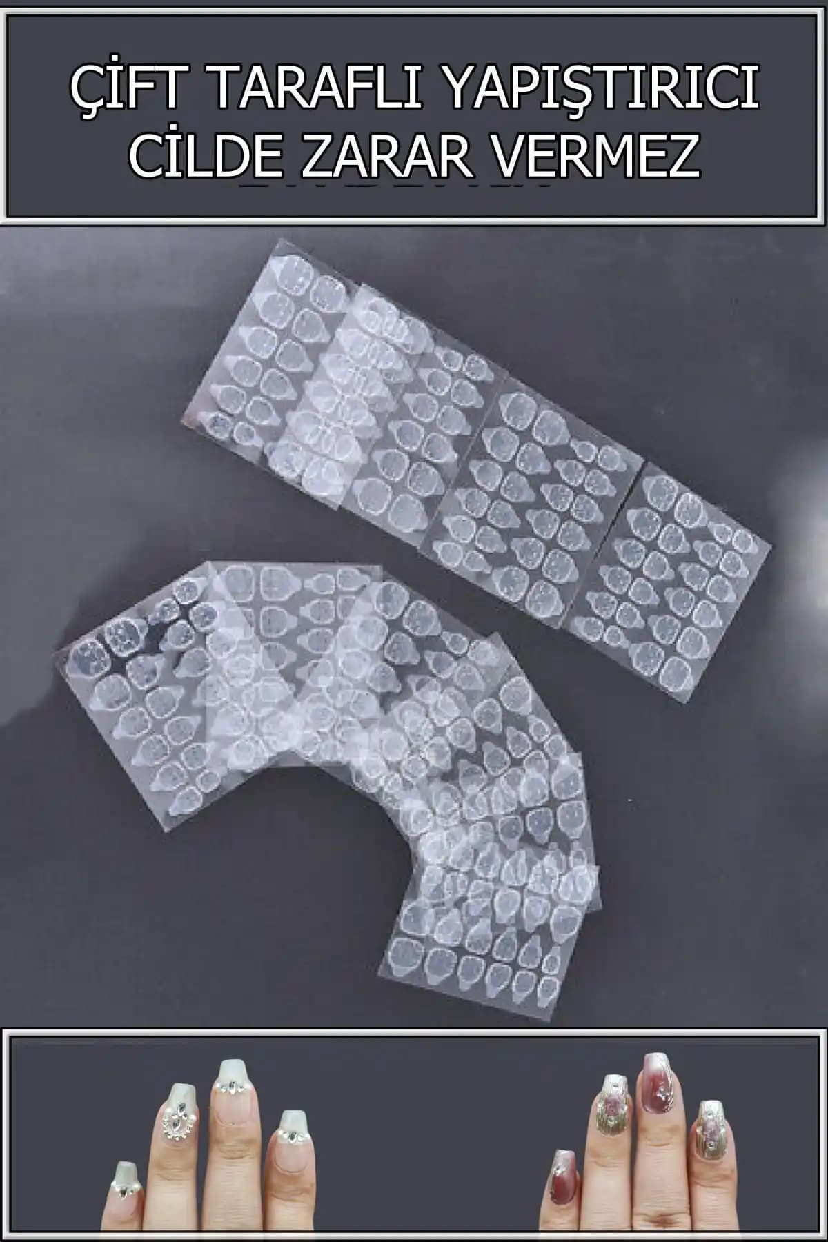 Easy Beauty 240 Adet Orta Beden Çift Taraflı Yapıştırıcı Bant Takma Tırnak Uygulaması