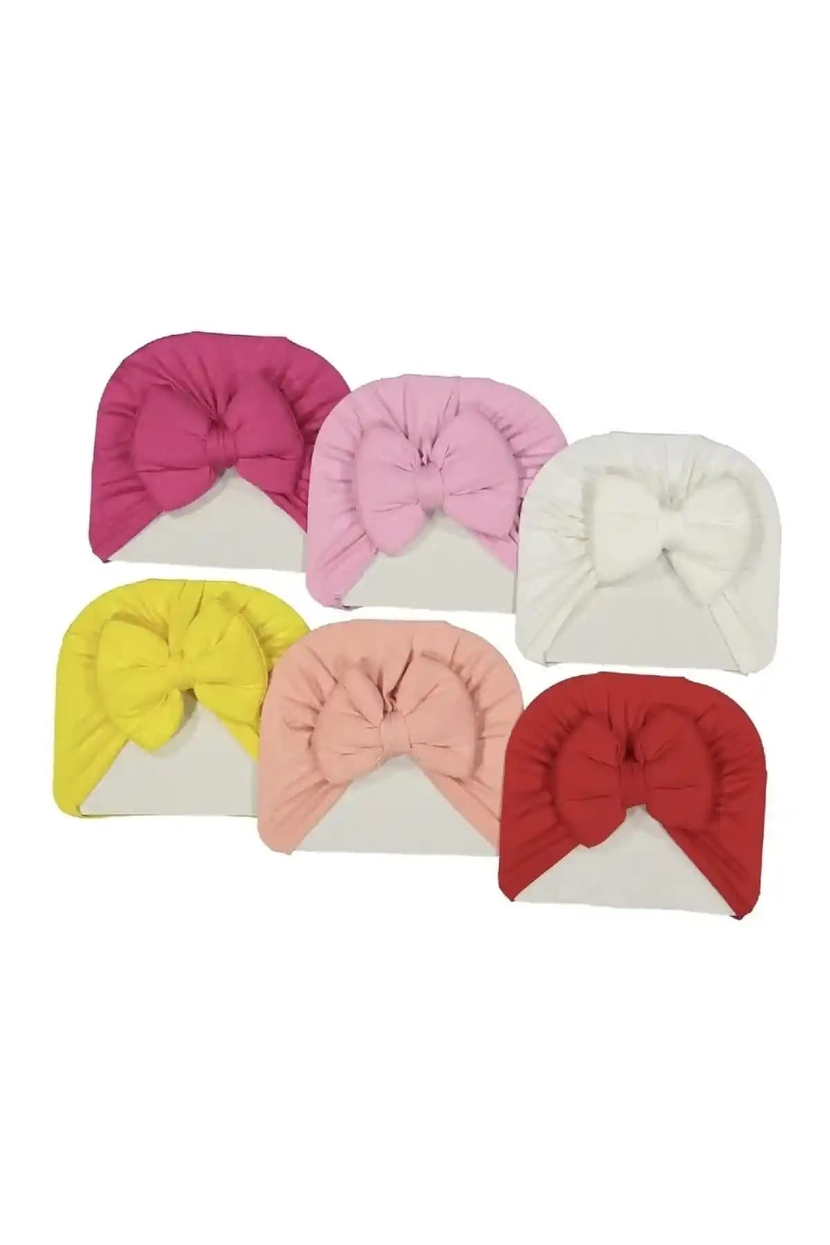 ENİA BABY Düz Renk Fiyonklu Bebek Bonesi 6'lı Paket Konfor ve Şıklık Sunar