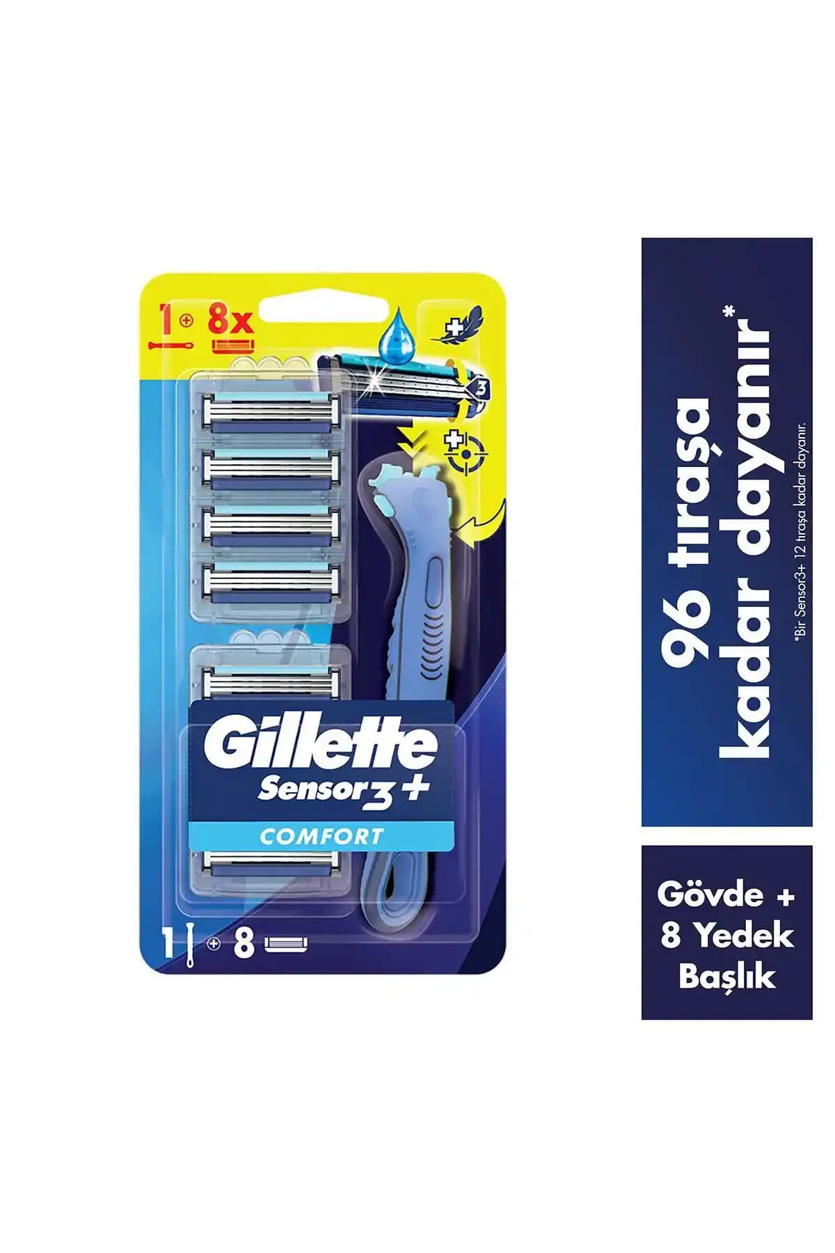 Gillette Sensor3+ Comfort 8'li Yedek Bıçak Seti ile Konforlu ve Güvenilir Tıraş Deneyimi