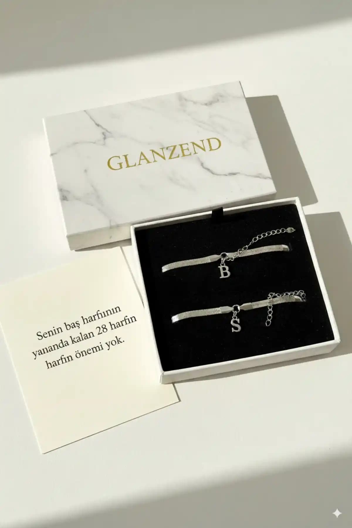 GLANZEND Paslanmaz Çelik 2'li İtalyan Harfli Bileklik Seti Şık ve Dayanıklı Tasarım