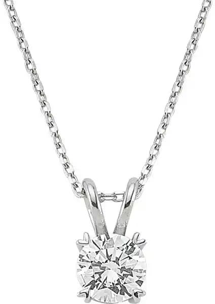 Gümüş 1ct Zirkon Taşlı Tektaş Kolye: Zarif ve Şık Kadın Takısı