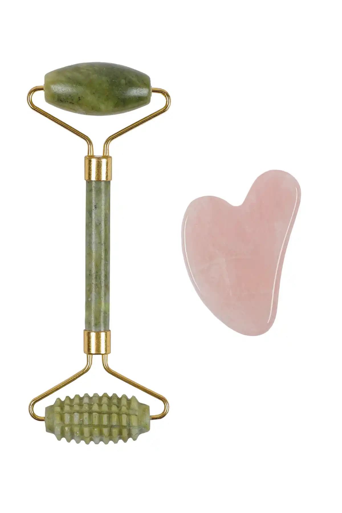 İLTERUS Tırtıklı Yeşim Face Roller ve Pembe Kuvars Kalp Masaj Taşı Seti İncelemesi