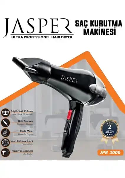 Jasper JPR-3000 Turbo Profesyonel Saç Kurutma Makinesi 2500W Güç ve Çoklu Ayar Seçenekleriyle