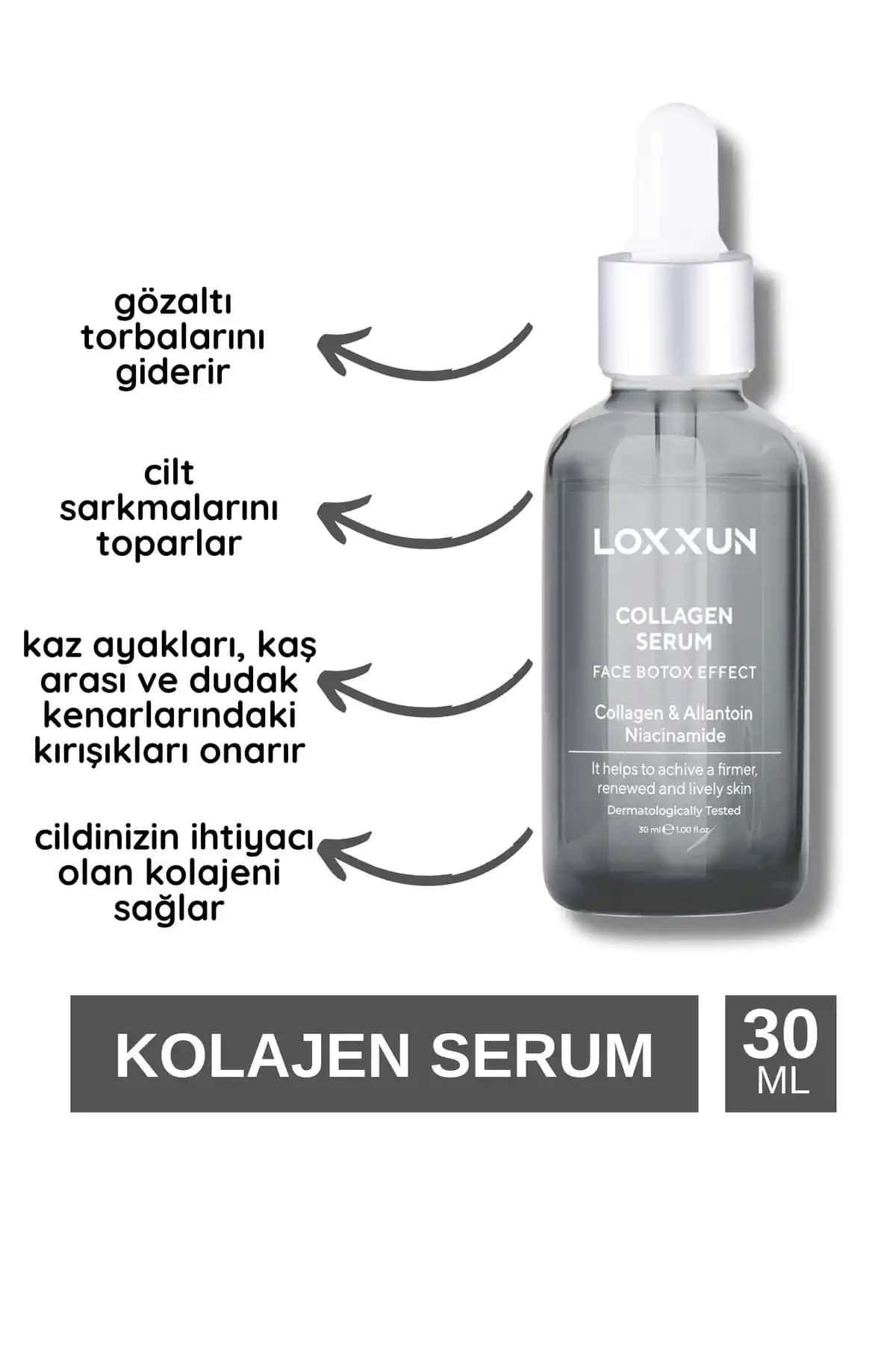 LOXXUN Kırışıklık ve Yaşlanma Karşıtı Kolajen Serumu: Etkili Cilt Yenileme ve Nemlendirme Çözümü