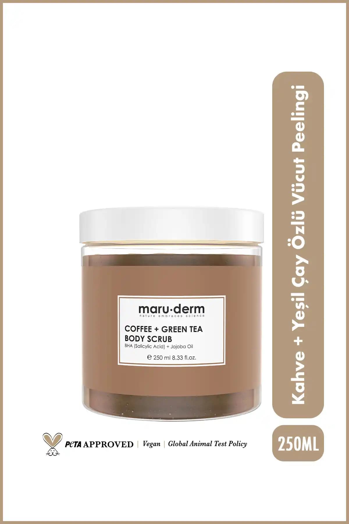 Maru.Derm Body Scrub Kahve ve Yeşil Çay Özlü Doğal Vücut Peelingi 250 ml