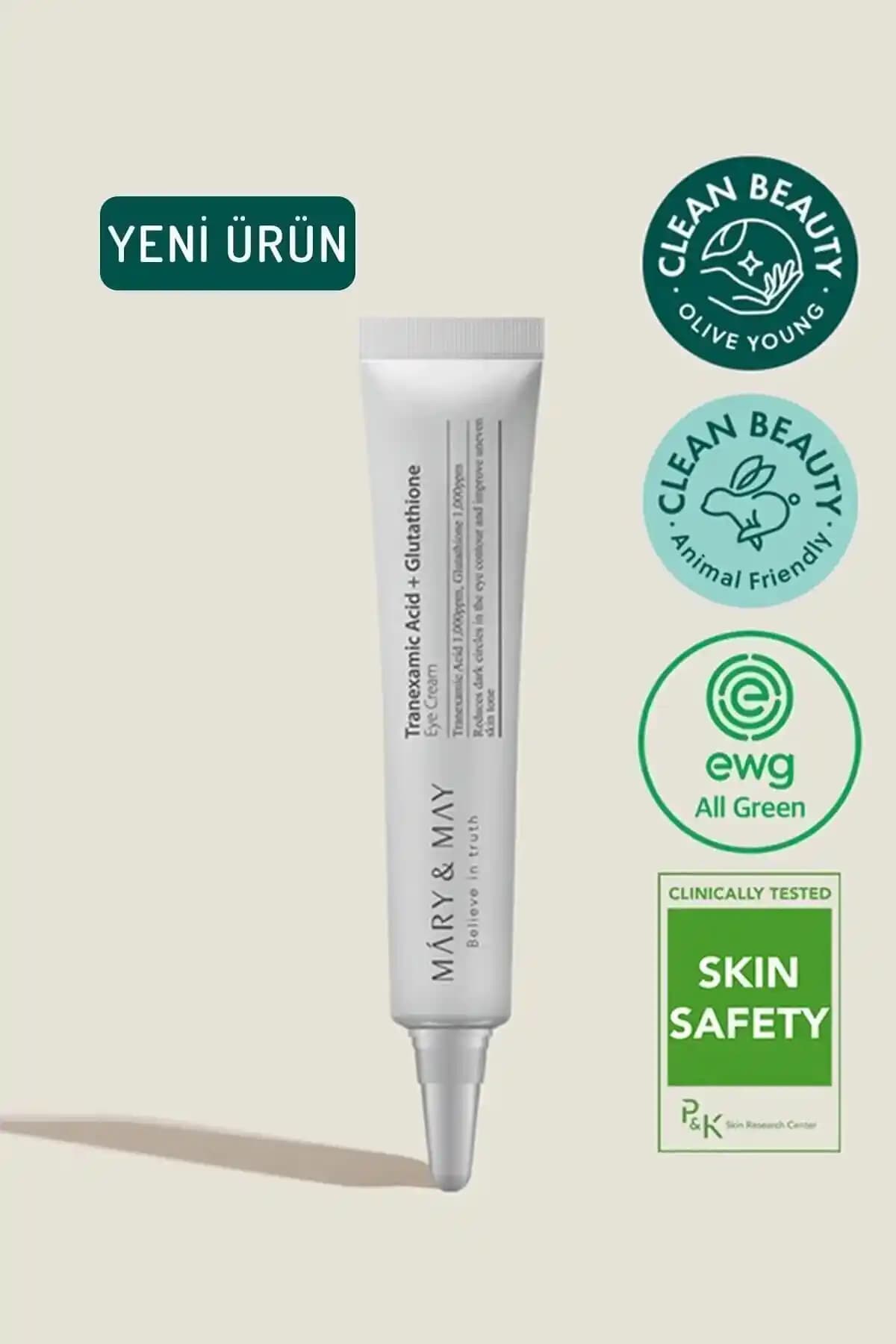 Mary & May Tranexamic Acid ve Glutathion İçeren Göz Çevresi Kremi Koyu Halkalara Karşı Etkili