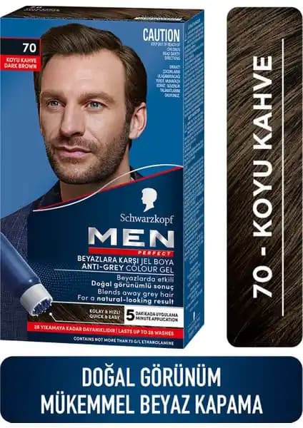 Men Perfect Schwarzkopf Erkekler İçin Beyazlara Karşı Jel Saç Boyası Koyu Kahve 70