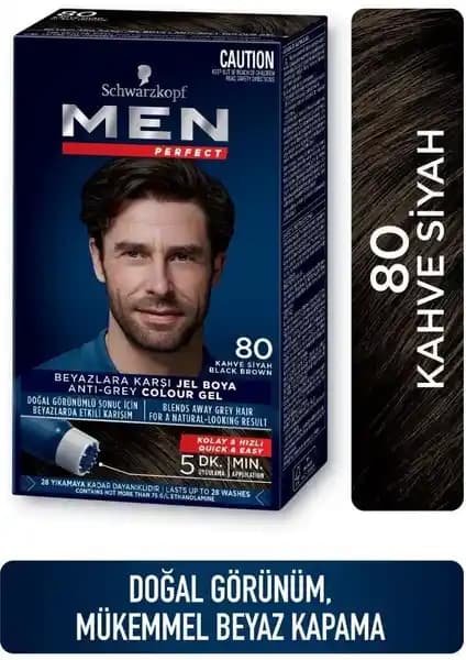 Men Perfect Schwarzkopf Jel Saç Boyası Siyah Kahve 80 - Hızlı ve Doğal Renk Kapama Çözümü
