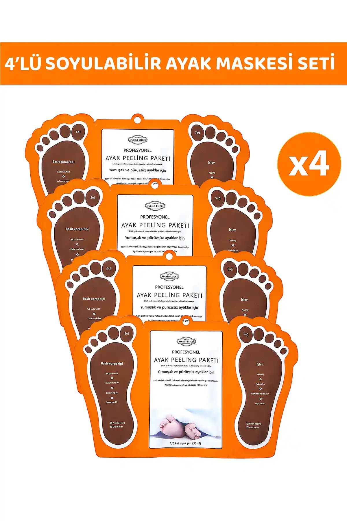 Modalucci Çorap Tipi Ayak Peeling Maskesi 4'lü ile Pürüzsüz ve Yenilenmiş Ayaklar