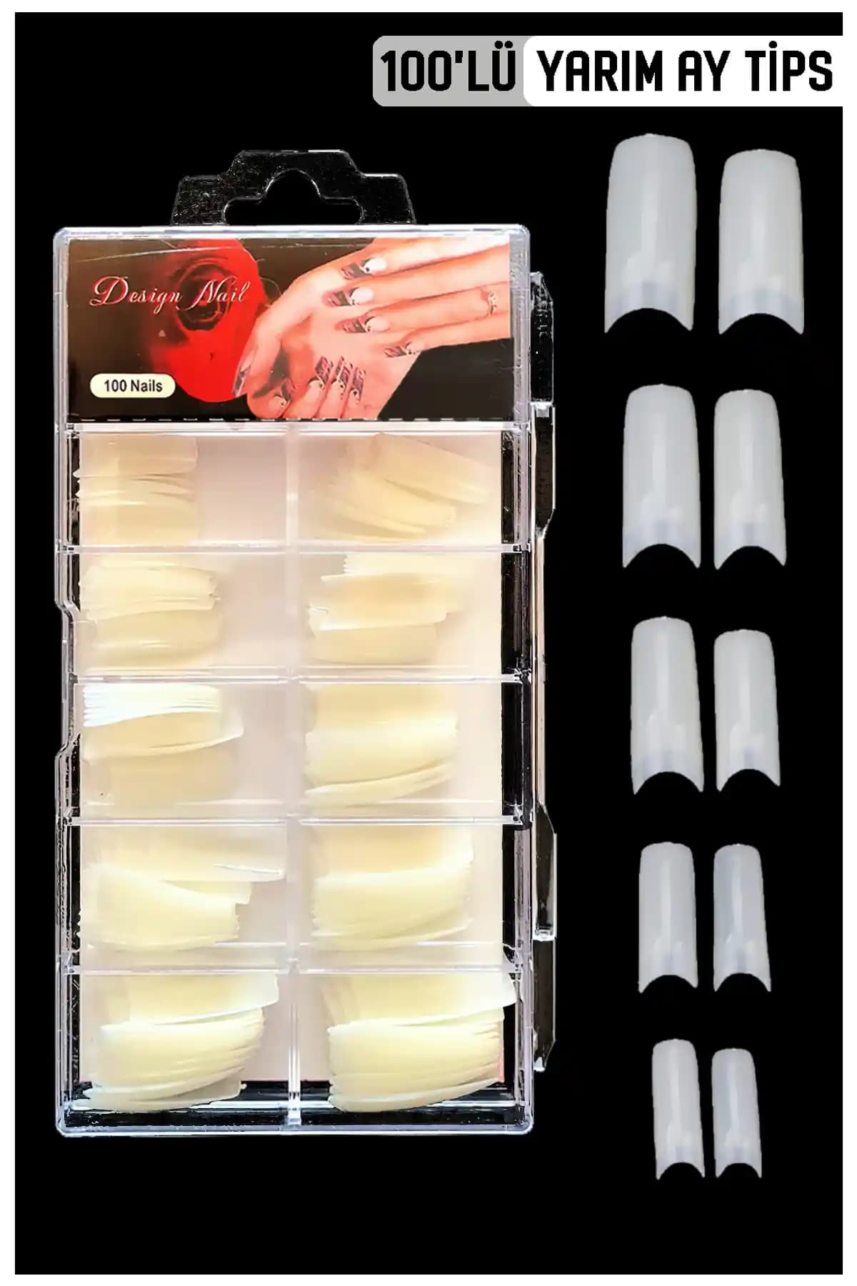 MOZIUR 100'lü Yarım Ay Tips Kemik Tasarımı: Doğal ve Pratik Tırnak Uzantısı Çözümü