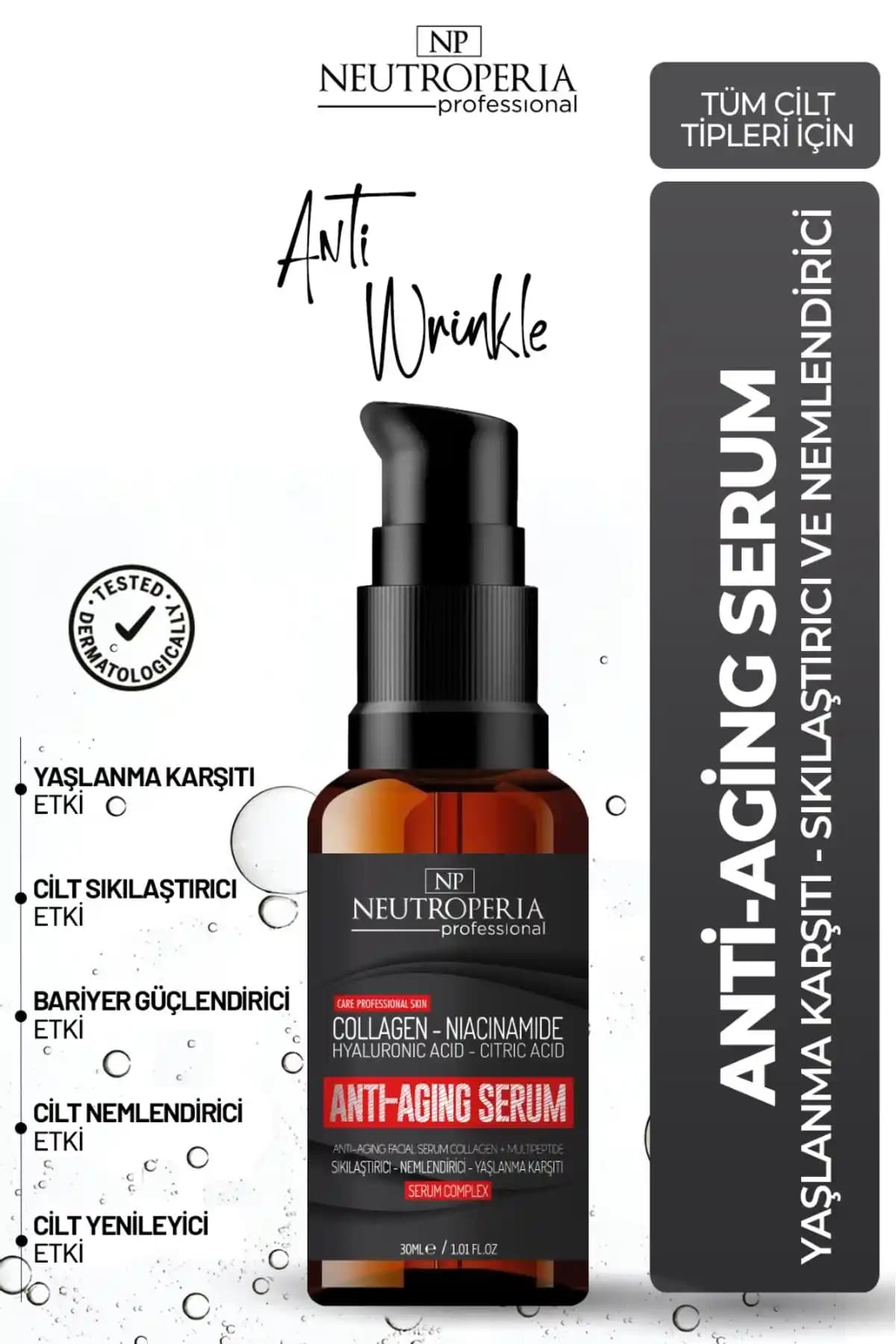 NEUTROPERIA Peptit İçerikli Serum: Yaşlanma ve Kırışıklık Karşıtı Cilt Yenileme Çözümü