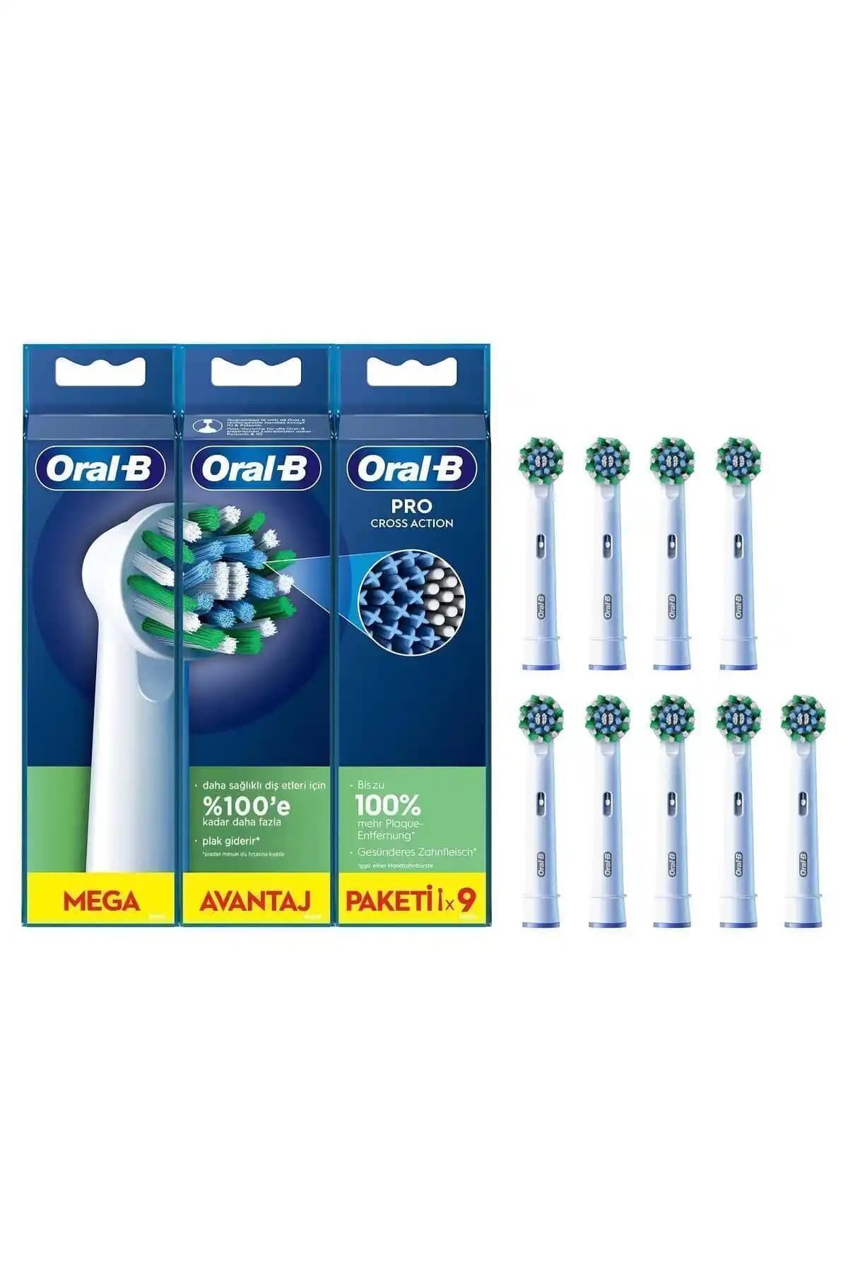 Oral-B Pro Cross Action 9'lu Yedek Diş Fırçası Başlığı Seti Güvenilir ve Uzun Ömürlü Temizlik Çözümü